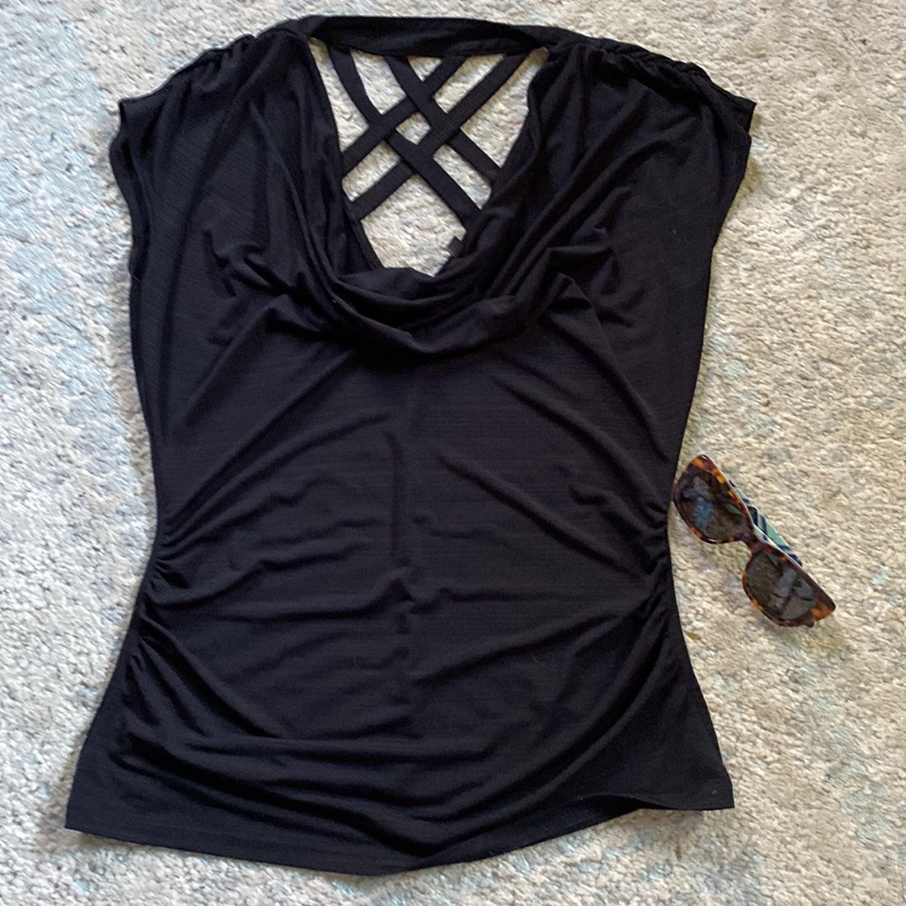 🌴 5/$50 Strappy Cowl Neck Top Ruched Waistline Sz L